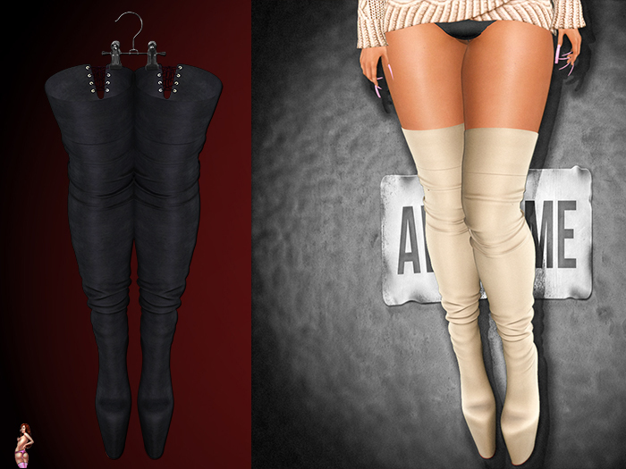 **String Fashion** Laced High Boots Black