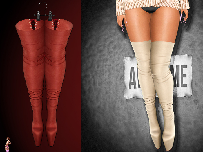 **String Fashion** Laced High Boots Red