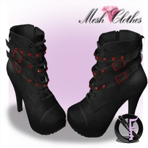 *IONIC:FASHION* : Mesh : Leather High Heel Booties #1