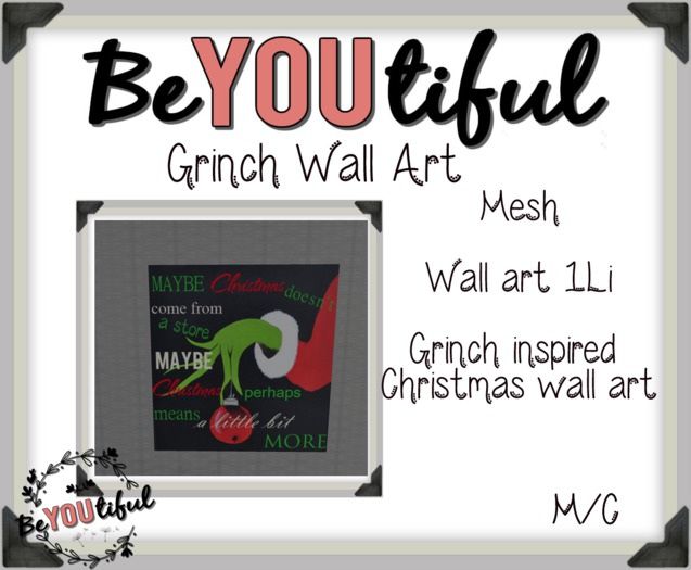 BeYouTiful}Grinch Chritmas Wall Art