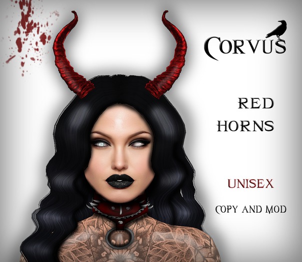 Corvus : Red Unisex Horns