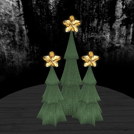 Christmas Tree Trio -- Pale Green Knit
