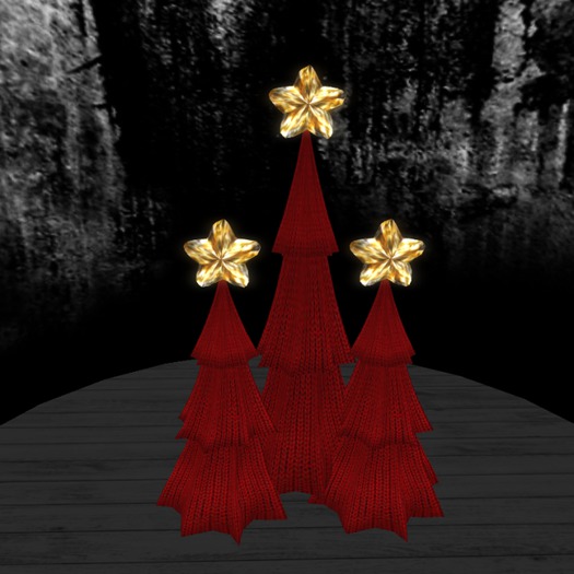 Christmas Tree Trio -- Crimson Knit