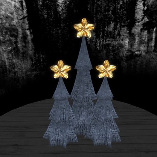 Christmas Tree Trio -- Dusty Blue Knit