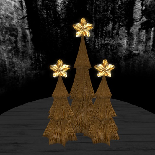Christmas Tree Trio -- Golden Knit