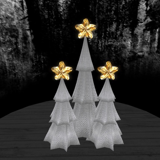 Christmas Tree Trio -- Snow White Knit
