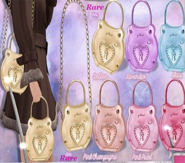 Pink Acid Plastica Locket Of Love Shoulder Purse Golden RARE
