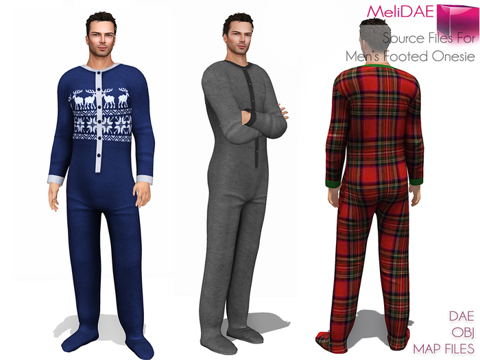 Dae Obj Texture Files For MI Men's Footed Onesie