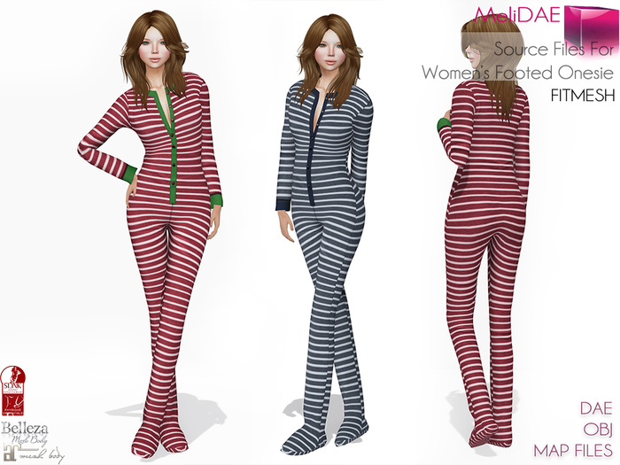 Dae Obj Texture Files For MI Women's Footed Onesie