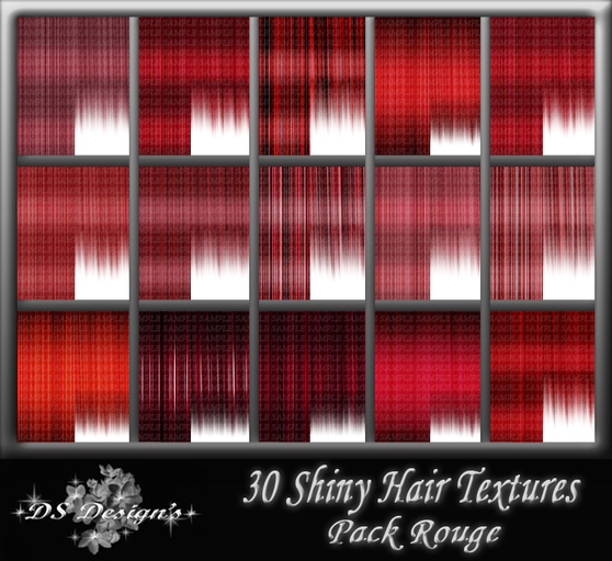 ** DS Design's ** 30 SHINY HAIR TEXTURES - ROUGE