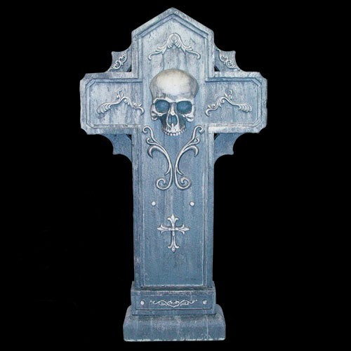 Skull blue stone headstone