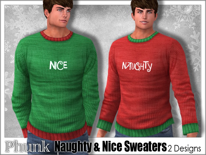 [Phunk] Men's Naughty & Nice Sweaters (2 Designs)
