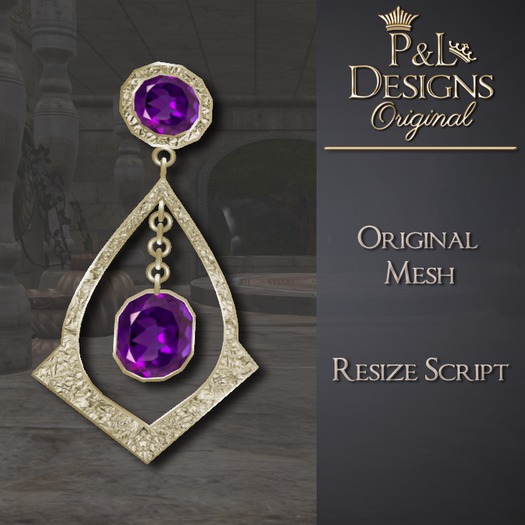 [P&L] - Formal Drop Earrings Gold - Amethyst