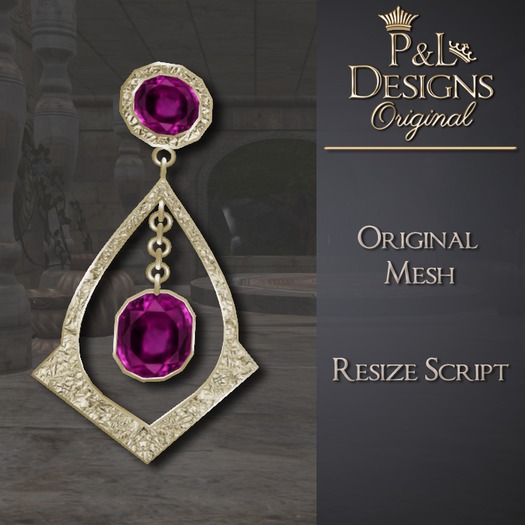 [P&L] - Formal Drop Earrings Gold - Garnet