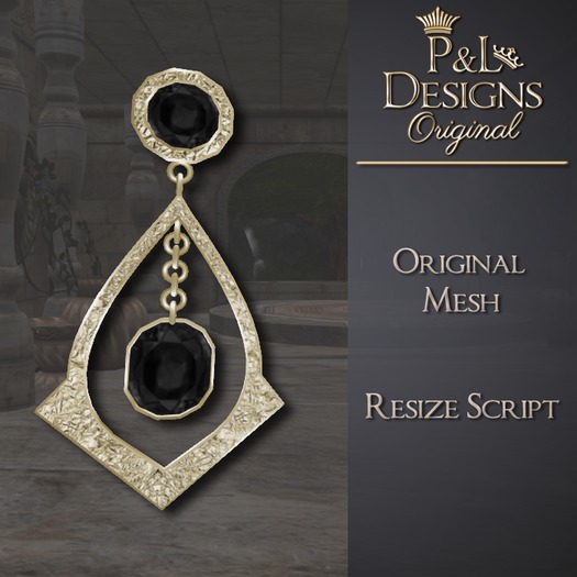 [P&L] - Formal Drop Earrings Gold - Onyx