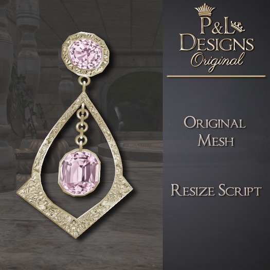 [P&L] - Formal Drop Earrings Gold - Pink Tourmaline