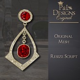 [P&L] - Formal Drop Earrings Gold - Ruby