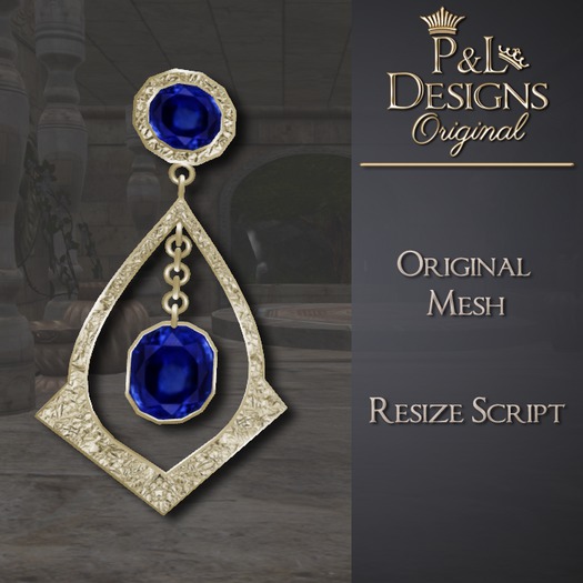 [P&L] - Formal Drop Earrings Gold - Sapphire