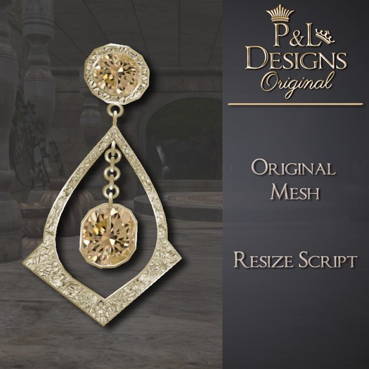 [P&L] - Formal Drop Earrings Gold - Yellow Diamond