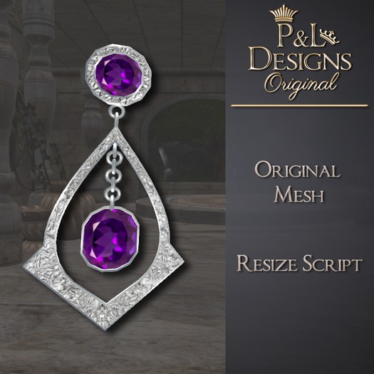 [P&L] - Formal Drop Earrings Silver - Amethyst
