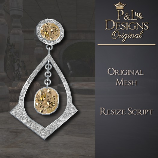 [P&L] - Formal Drop Earrings Silver - Yellow Diamond