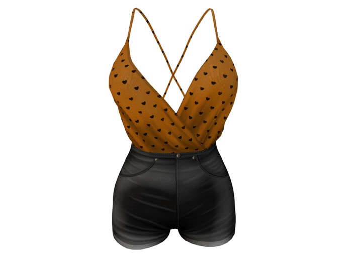 REVOLUTION - Strapped Romper (Orange Hearts)