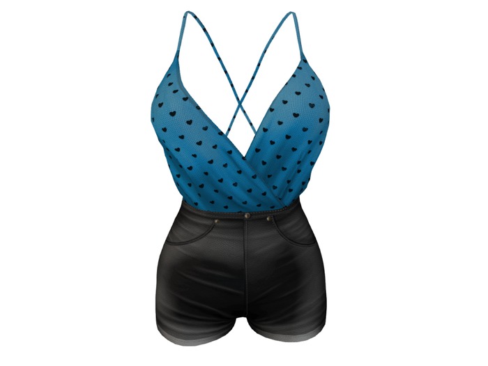 REVOLUTION - Strapped Romper (Blue Hearts)