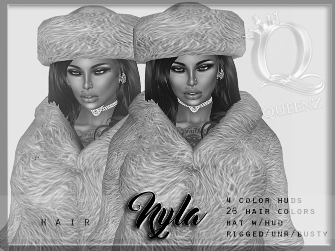 {H} Nyla (Rigged Mesh Hair) w/Hat-HUD DEMO