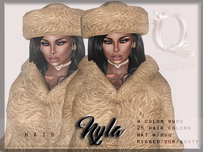 {H} Nyla  (Rigged Mesh Hair) w/Hat-HUD  *BUNDLE*