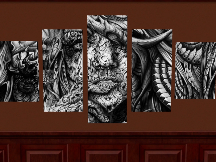 ~ECC~ 5 Panel Canvas Abstract