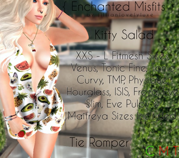 {EM} - Tie Romper - Kitty Salad