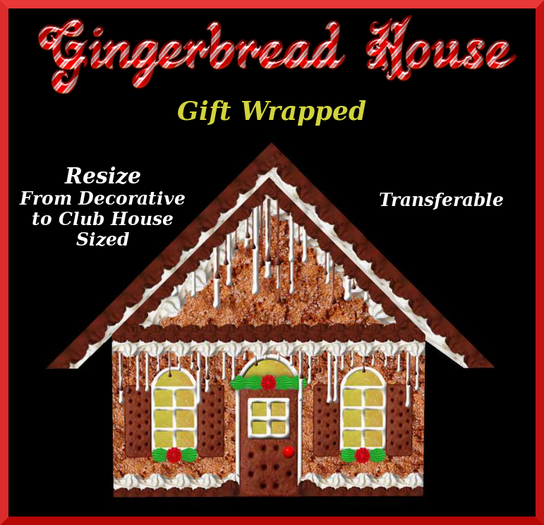 Gift Wrapped Gingerbread House (boxed) Re-sizable Transferable