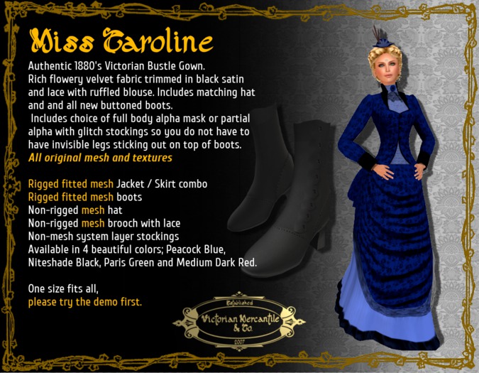 Miss Caroline in Peacock Blue