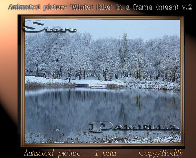 Animated picture "Winter lake" in a frame (mesh) v.2