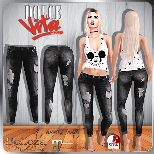 Amira - Ripped Black / Maitreya / Slink / Belleza