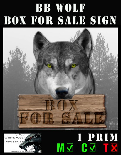 BB Wolf "Box For Sale" Sign