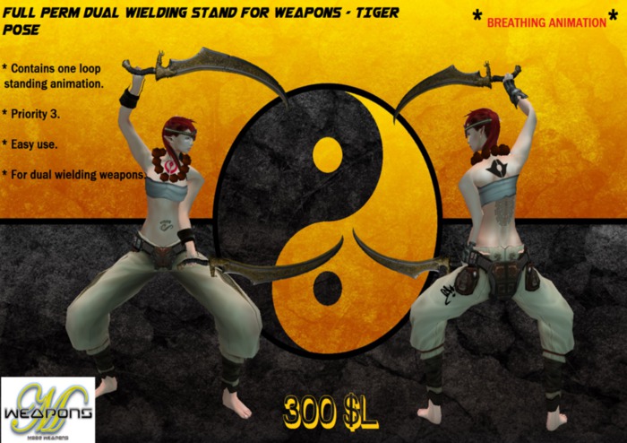 [M.W]Full Perm Dual Wielding Stand for Weapons - Tiger Pose