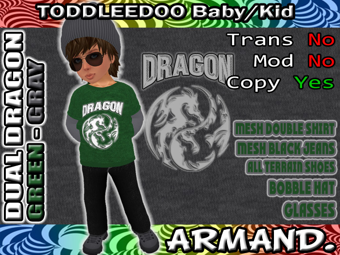 --ARMAND-- DUAL DRAGON - GREEN-GRAY