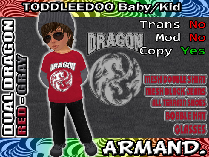 --ARMAND-- DUAL DRAGON - RED-GRAY