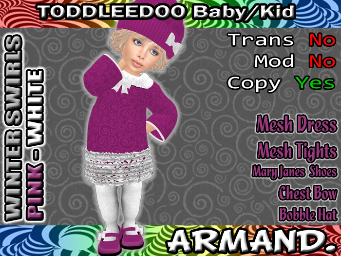 --ARMAND-- WINTER SWIRLS - PINK-WHITE