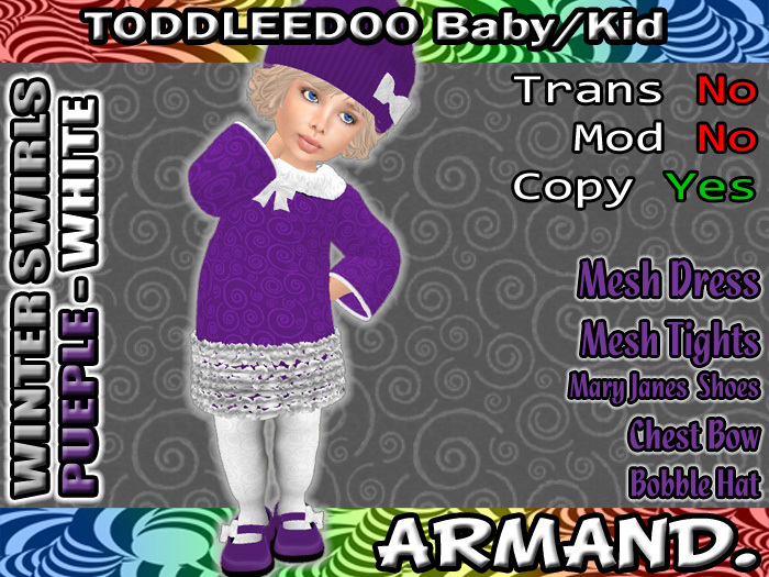 --ARMAND-- WINTER SWIRLS - PURPLE-WHITE