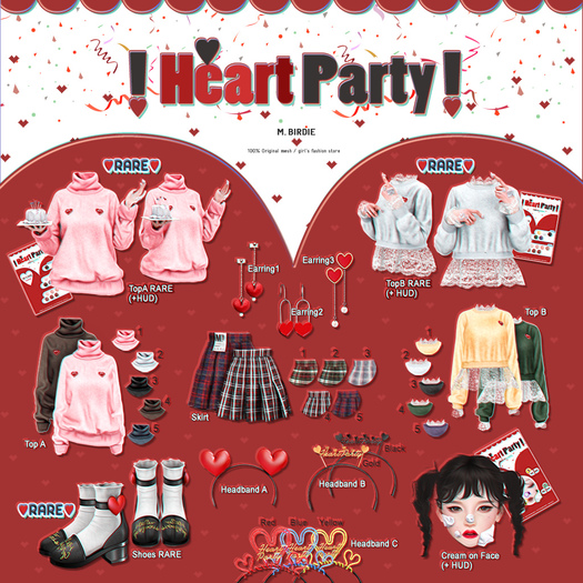 `M.BIRDIE / Heart Party! . Shoes RARE