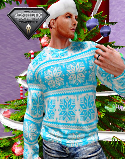 XK Holiday Sweater Snowflake Blue