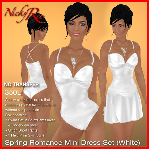 Spring Romance Mini Dress Set (White Silver)