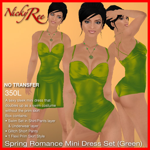 Spring Romance Mini Dress Set (Green)