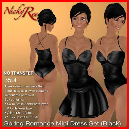 Nicky Ree Mini Dress & Swim Wear - Spring Romance Mini Dress Set (Black)