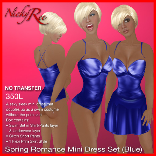 Nicky Ree Swimsuit - Spring Romance Mini Dress Set (Blue)