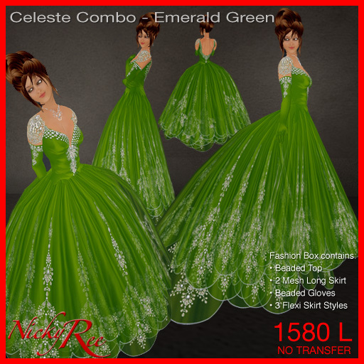Nicky Ree Gowns - Celeste Combo-Emerald Green