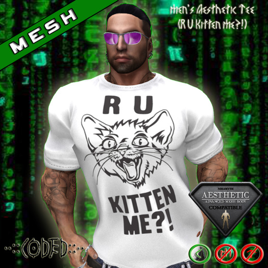 ..:: CODED ::.. Men's Aesthetic Tee (R U Kitten Me?!)