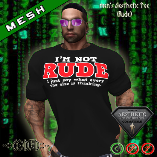 ..:: CODED ::.. Men's Aesthetic Tee (Rude)